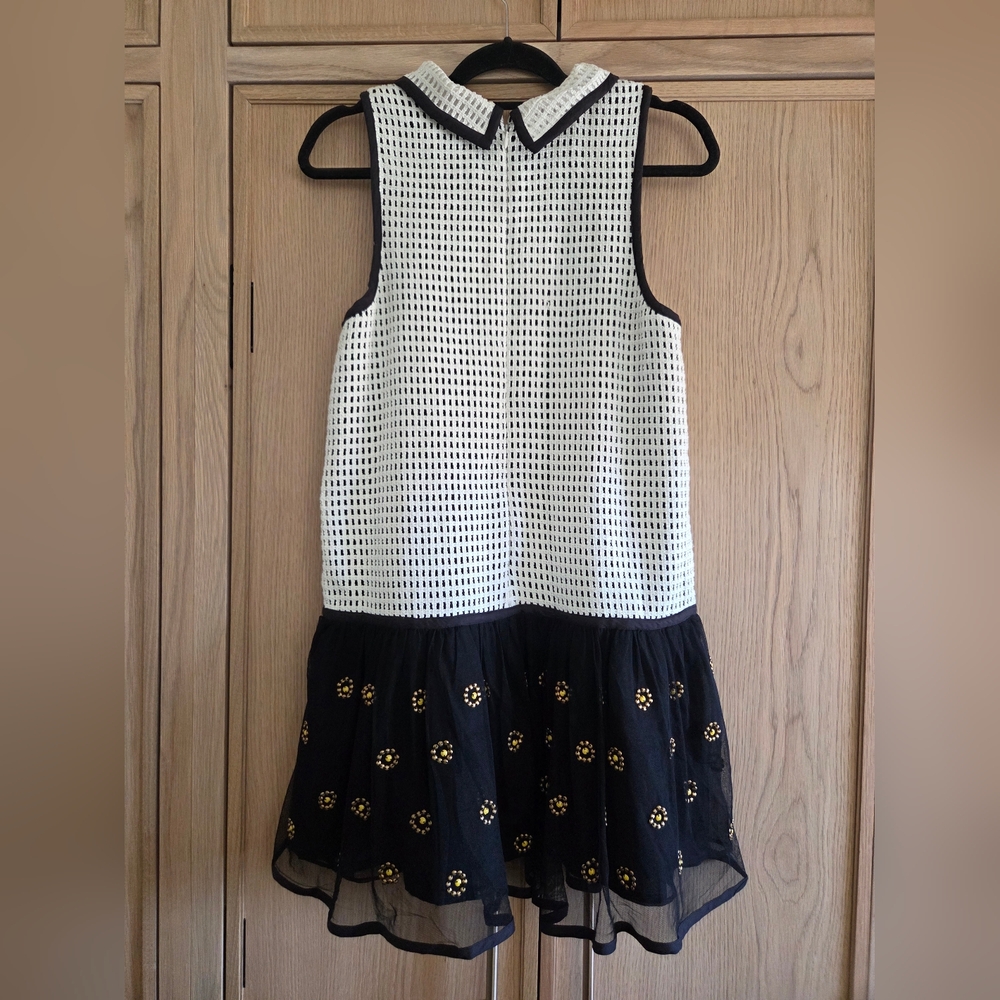 Maeve‎ Sleeveless Embellished Drop Waist Mini Dress Croceht,Tulle And Flower - Picture 10 of 14